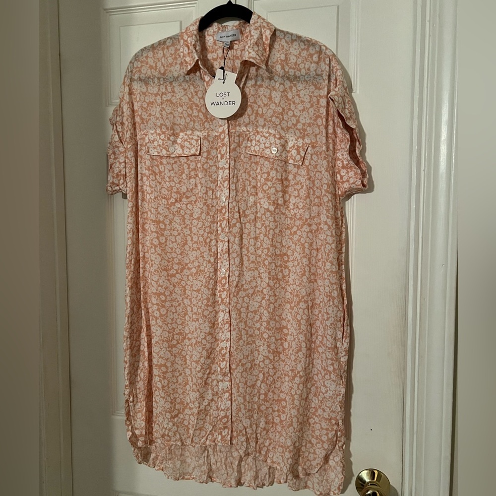 NWT XS/S Lost + Wander pink and white button top - Picture 3 of 3